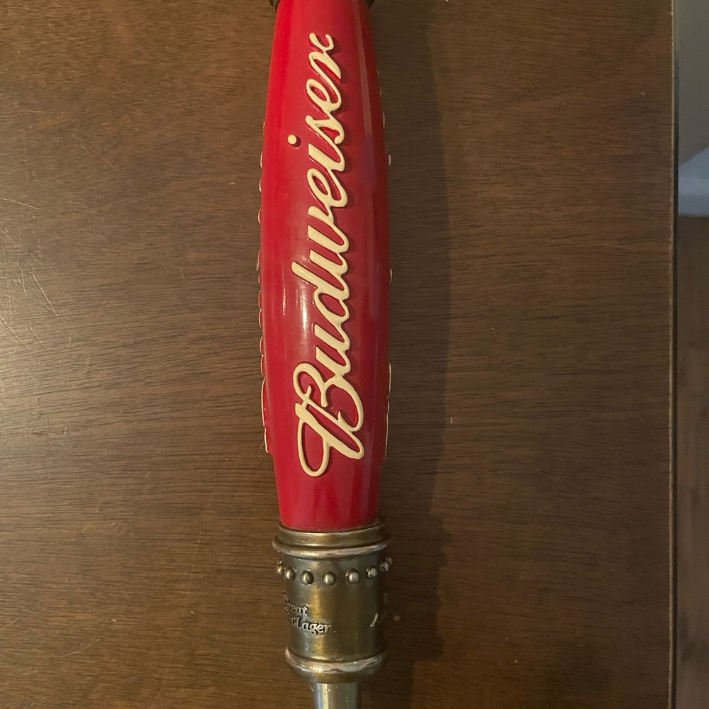 Vintage Budweiser Red and Gold Tap Handle